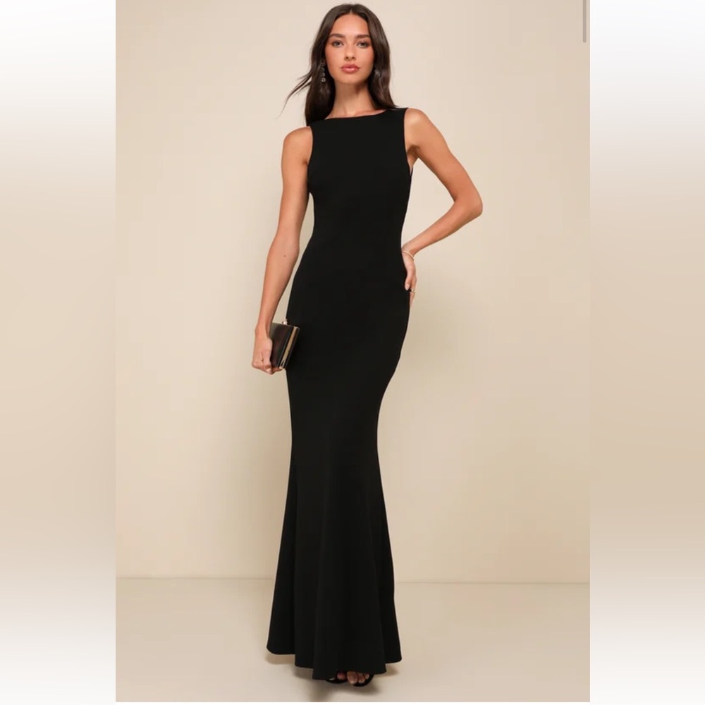 NWT Lulus Elegant Black Sleeveless Mermaid Maxi Dress